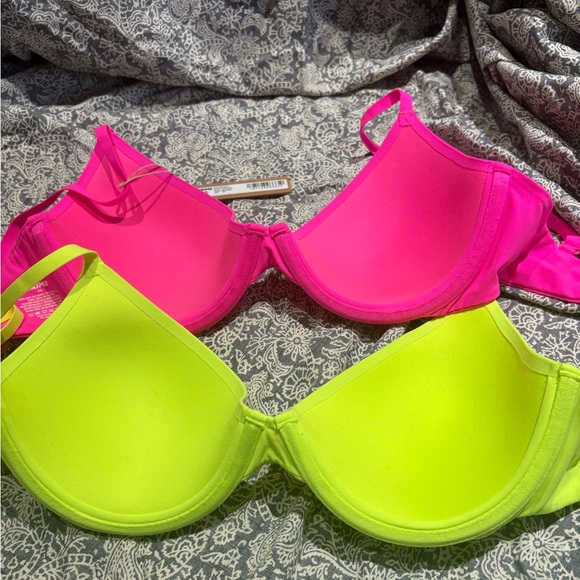 NWT Skims fits everybody scoop plunge bra neon yellow pink 34 D - Picture 3 of 5